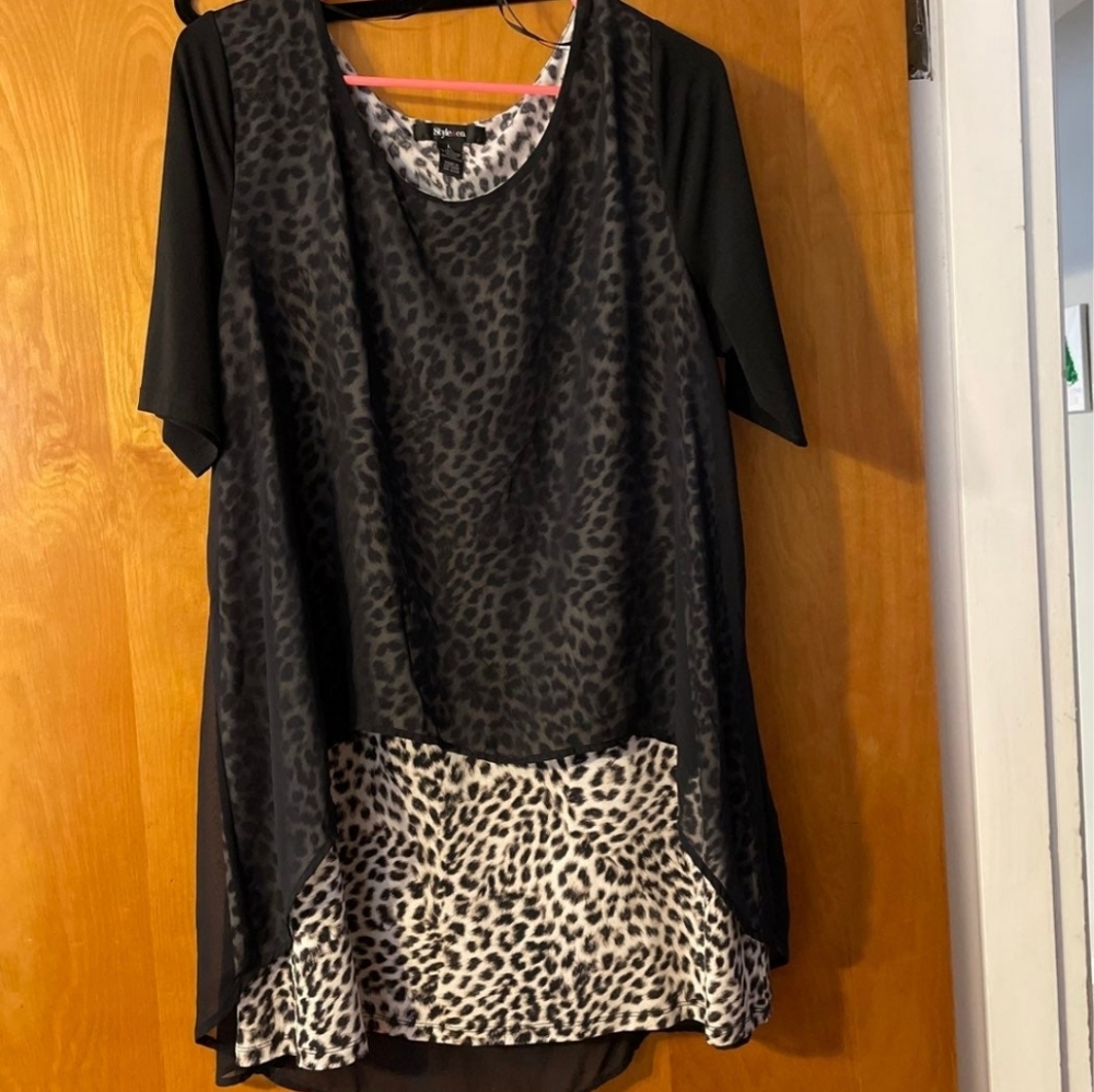 Mesh overlay, animal print top